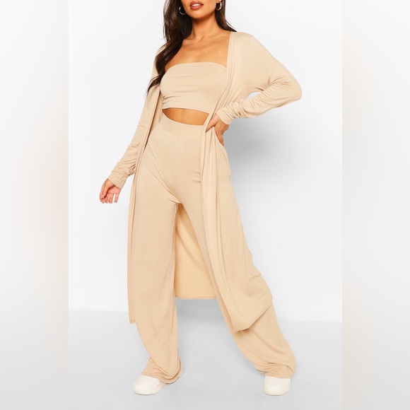 PrettyLittleThing Other - PrettyLittleThing Soft Ribbed Wife Leg 3 Piece Lounge Set